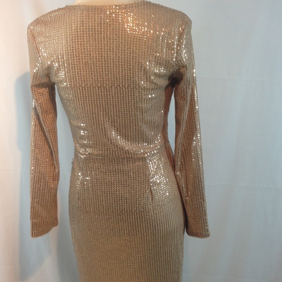 *Gold Sequin Wrap Dress - Picture 4 of 7